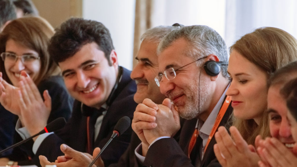 Azerbaijani human rights lawyer and ILIA expert Intigam Aliyev (fourth from left), greeted warmly by ILIA experts and alumni following his release from prison - after being targeted for his work. This took place during consultations with the UN special rapporteur on judges and lawyers, in Belgrade in June 2016.