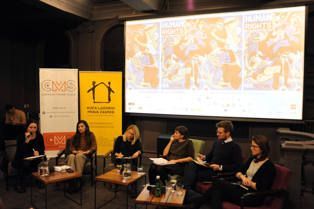 the public debate “Human Rights Defenders", held on 7 December 2018 as part of the 16th Human Rights Film Festival in Zagreb. Photo: Human Rights Film Festival (HRFF).