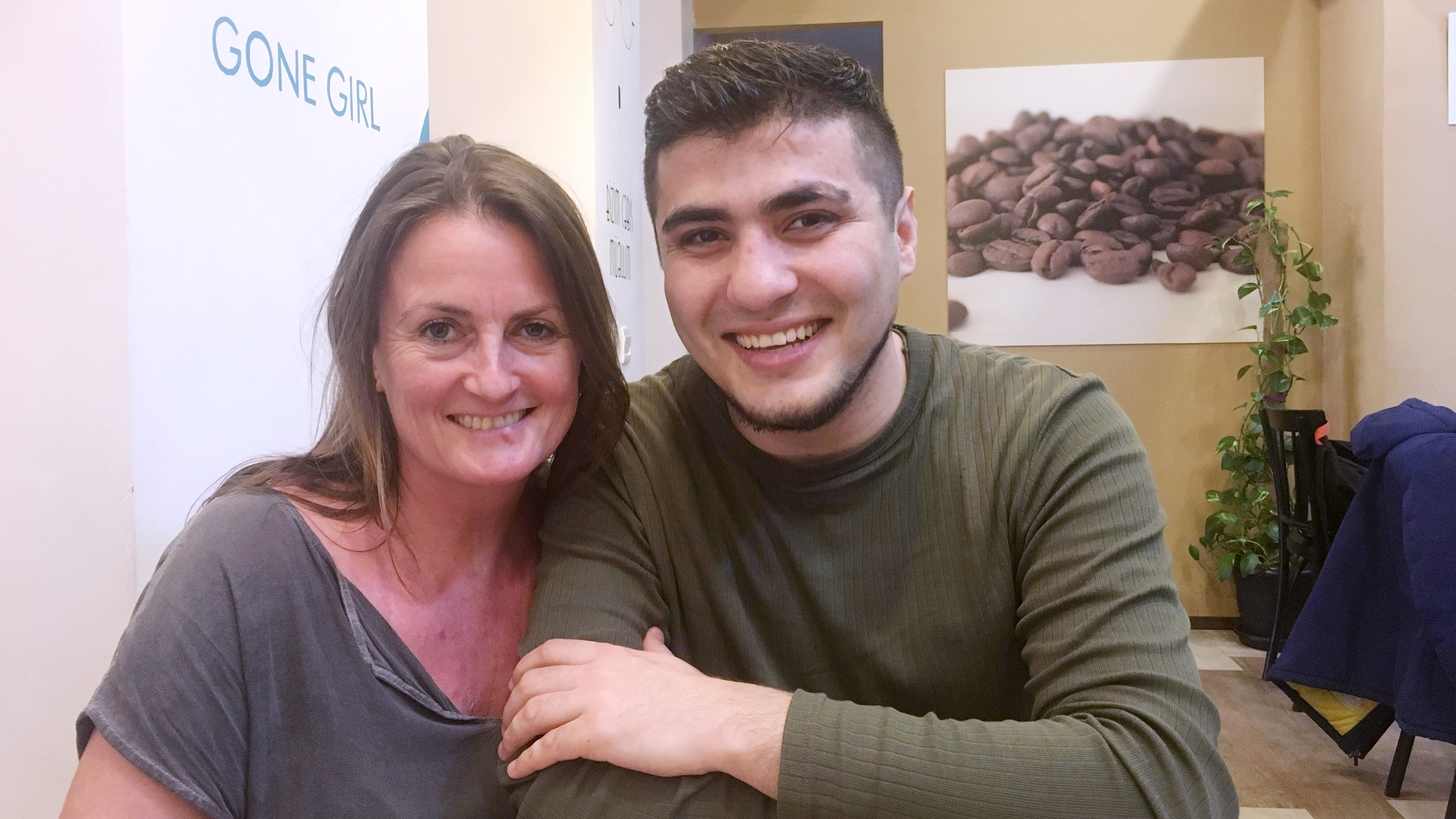 HRHF's Director Maria Dahle meets with Mehman Huseynov in Baku following his release from prison. Photo: HRHF, 13 March 2019.