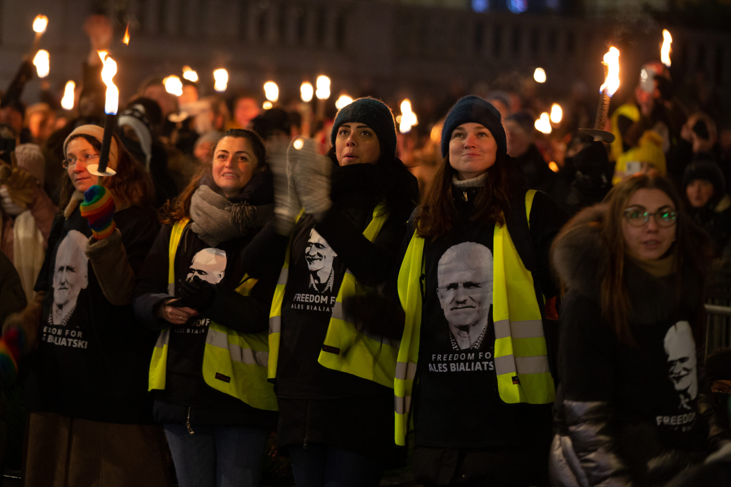 10 December 2022: Following the Nobel Peace Prize award ceremony, people marched through the streets of Olso in a peaceful torchlight procession in support, solidarity and celebration of the incredible human rights work of the laureates.