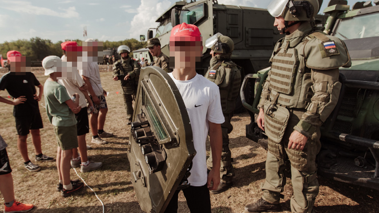 Photo from Almenda Center for Civic Education’s monitoring report “What is hidden behind “recreation” in a children’s camp? How Russia militarises, indoctrinates and changes the identity of Ukrainian children.”