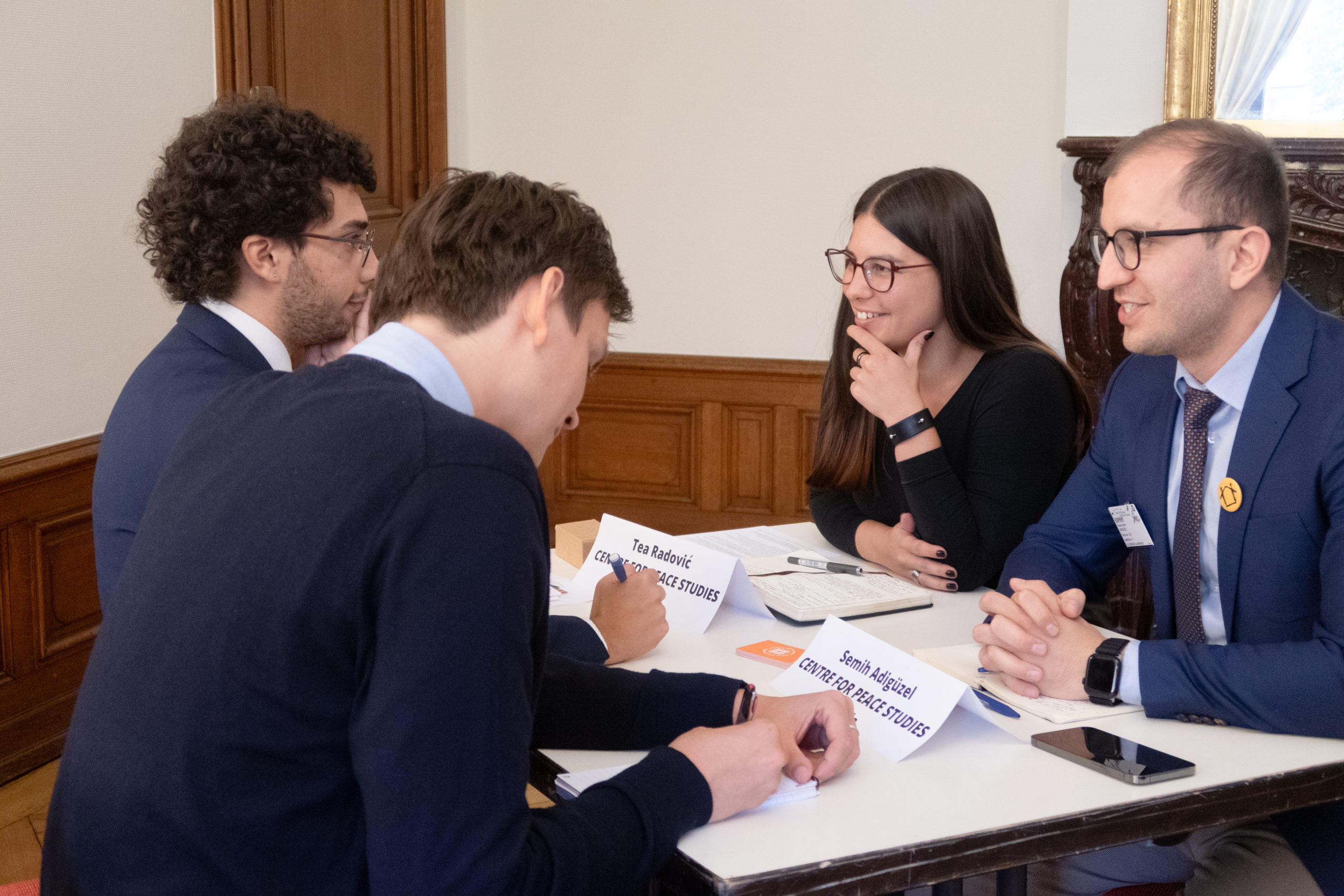 Tea Radović with colleague, Semih Adigüzel, Advocacy Officer at the Centre for Peace Studies (Human Rights House Zagreb) on the right, during the advocacy event with Committee of Ministers representatives