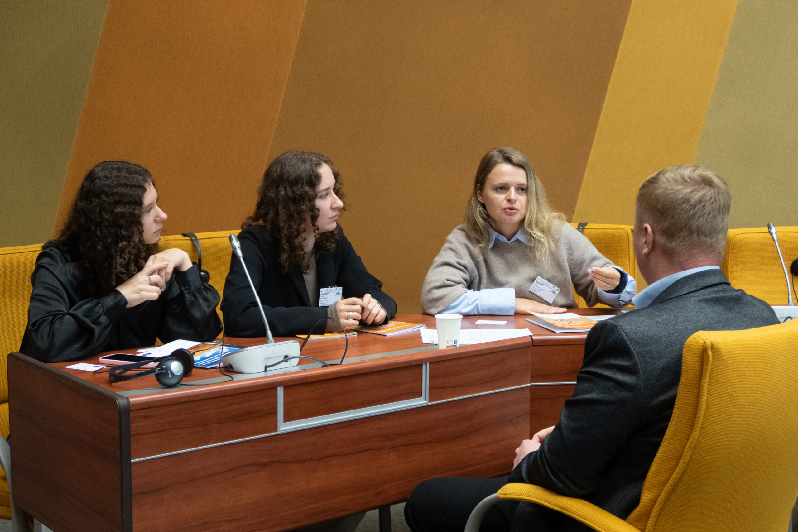 Human Rights House Crimea member organisations representatives from left to right: Kseniia Korniienko, Senior Lawyer at Regional Center for Human Rights, Valeriia Kuberska, Lawyer at Center of Civil Education "Almenda" and Iryna Baran El Ghali with Vadym Chovgan, Human Rights Adviser at the Office of the Commissioner for Human Rights during one of the advocacy meetings.