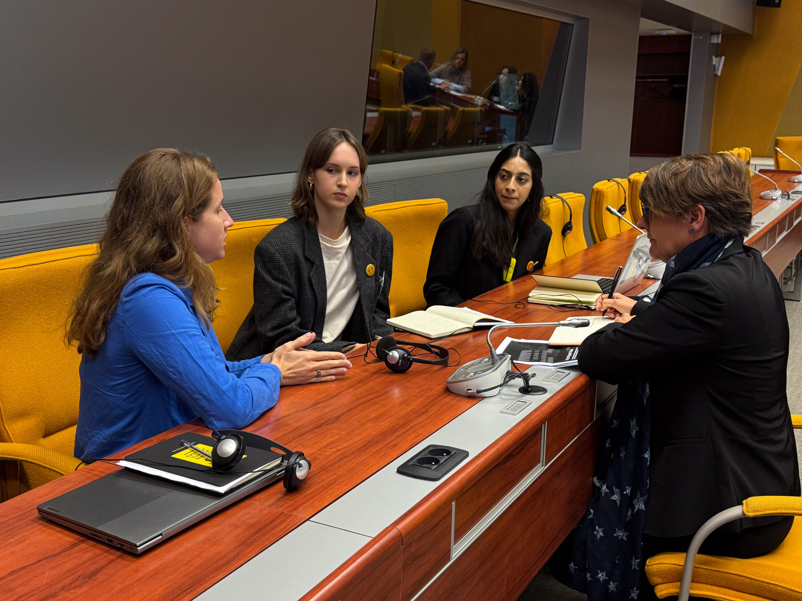 From left to right: Maria Poszytek, Zuzanna Filipowicz, Eisha Mehtab and Claudia Lam Deputy to the Director of the Office of the Commissioner for Human Rights during one of the advocacy meetings.